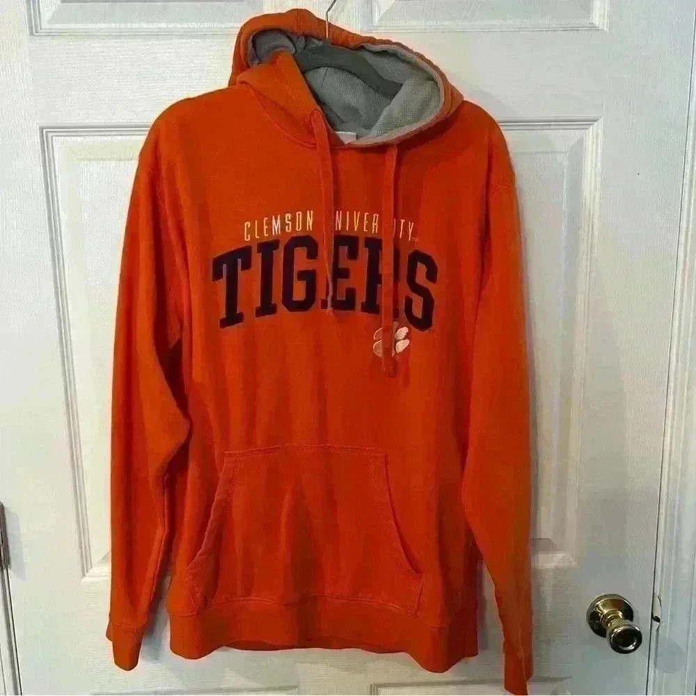 Clemson University Tigers Champion Orange Hoodie Sweatshirt Size Medium, GUC